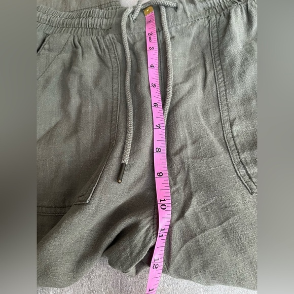 [S]Ricki’s Olive Green Women Linen Blend Ankle Pants Lagenlook Drawstring - Picture 8 of 9
